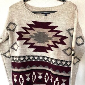 American Eagle Outfitters wool blend Aztec print sweater size S Boho